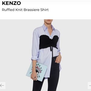 KENZO Paris ruffled knit brazier shirt